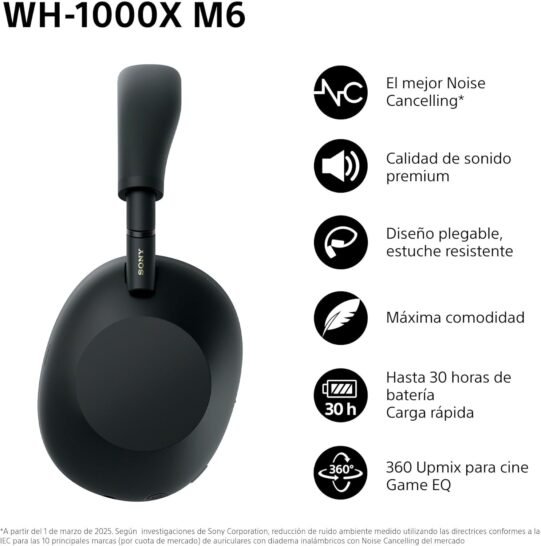 Sony WH 1000XM6 Auriculares de Lujo Bluetooth inalambricos con Noise 1 MBS