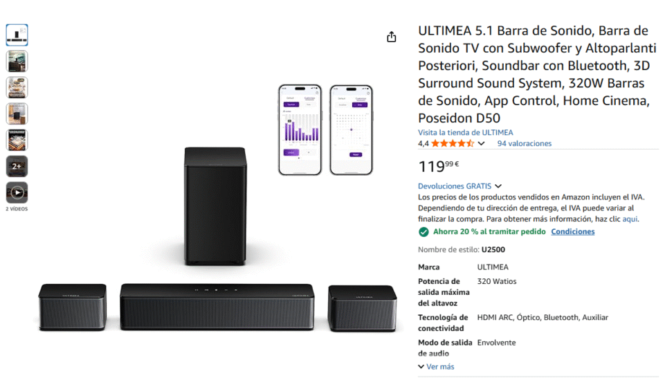 barra de sonido ultimea MBS